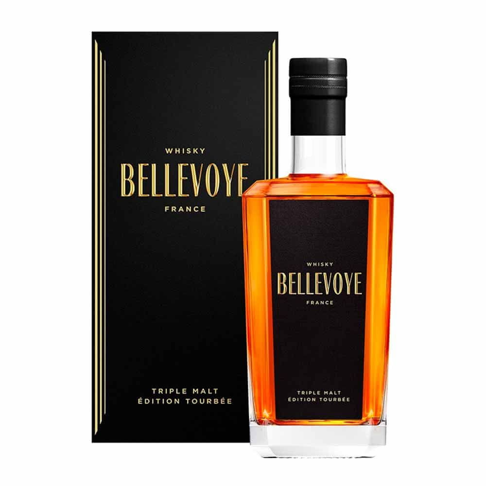 Les Bienheureux Whisky Bellevoye Noir Triple Malt Tourbée, darčekové balenie 0,7 l